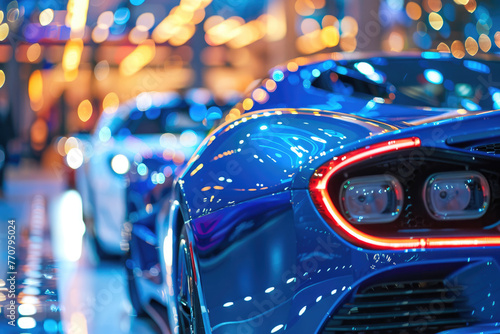 New cars display in luxury showroom, Generative Ai