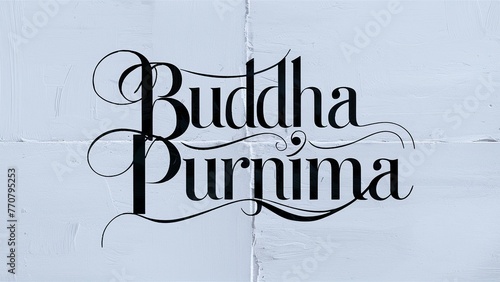 Happy Vesak Day  Buddha Purnima wishes greeting on white background.
