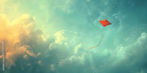 Kite Character Soaring High Uplifted by the Winds of Freedom