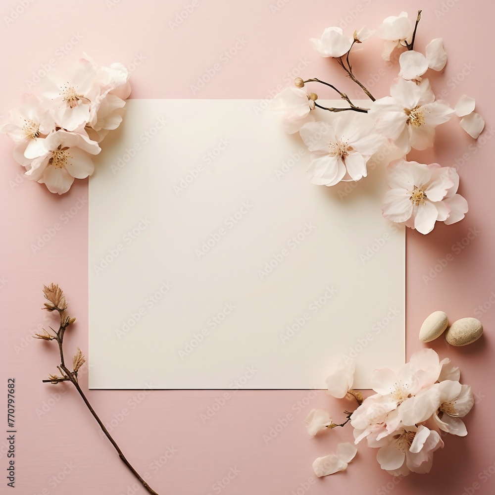 white card with flowers