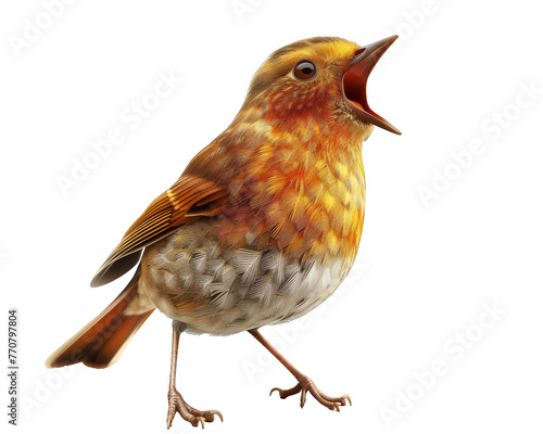 Realistic of Bird Singing isolated on white background