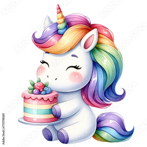 unicorn illustration , Cute colorful magic unicorn with rainbow in watercolor style , Cute Unicorn Watercolor illustration pastel , Unicorn on the rainbow watercolor illustration