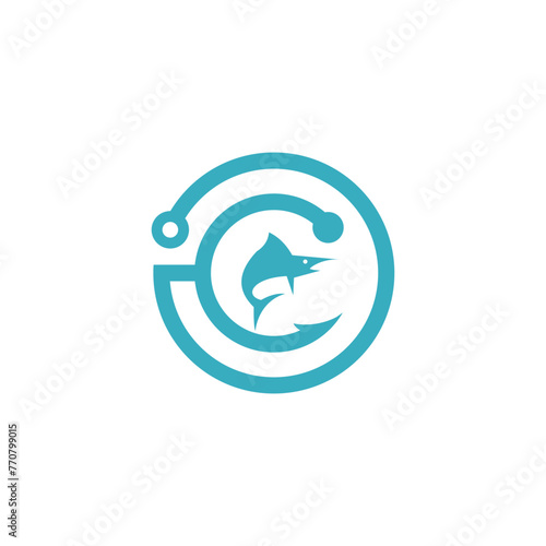 stethoscope and fishing monogram simple sleek creative modern logo design