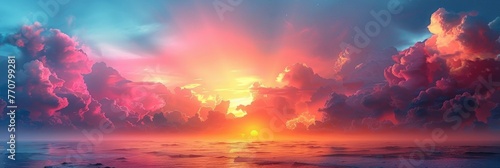 Colorful Cloudy Sky Sunset Gradient Color, Background HD, Illustrations