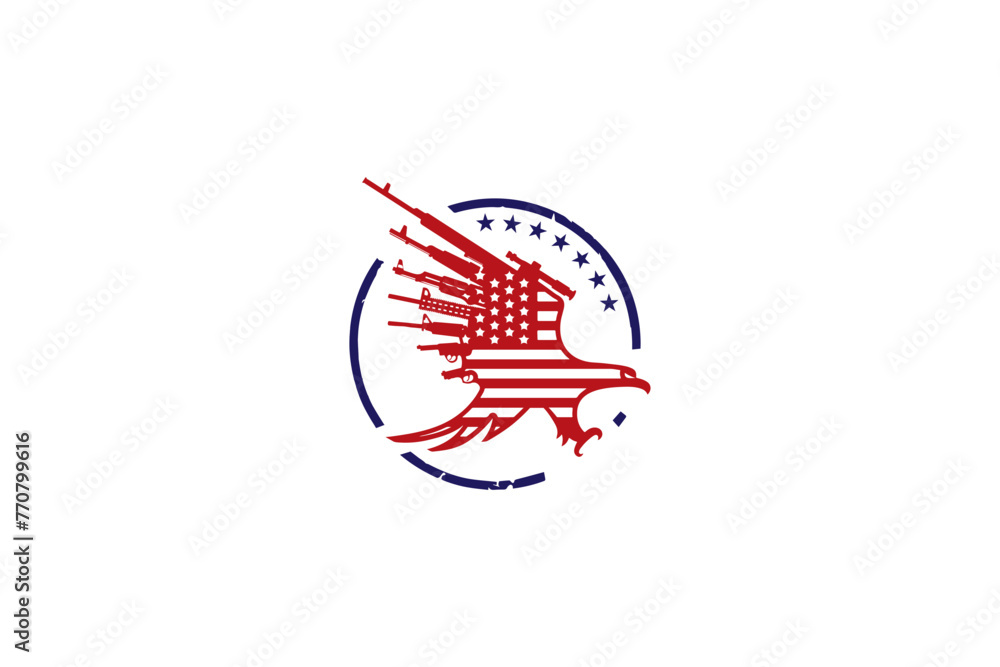 american flag with eagle guns wing