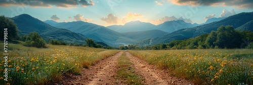 Country Road Green Mountains Summer, Background HD, Illustrations