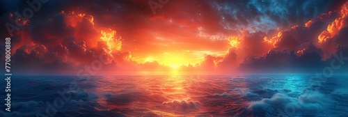Dark Dramatic Sky Horizon Epic Sunset, Background HD, Illustrations
