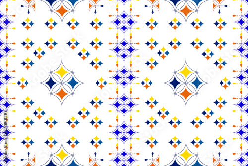 blue, yellow, orange, lattice-contiguous checkered background	