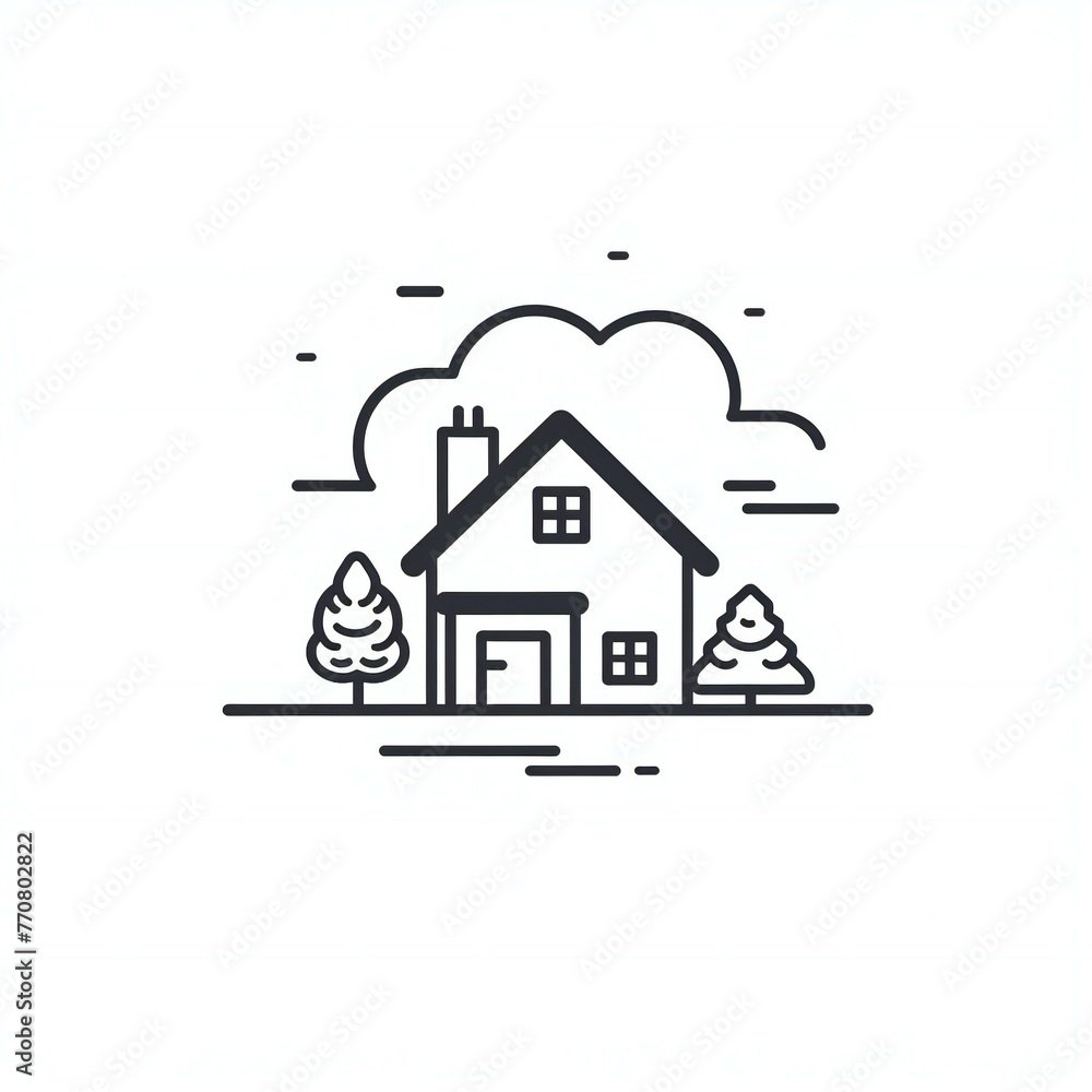 hand drawn flat minimalist house logo icon