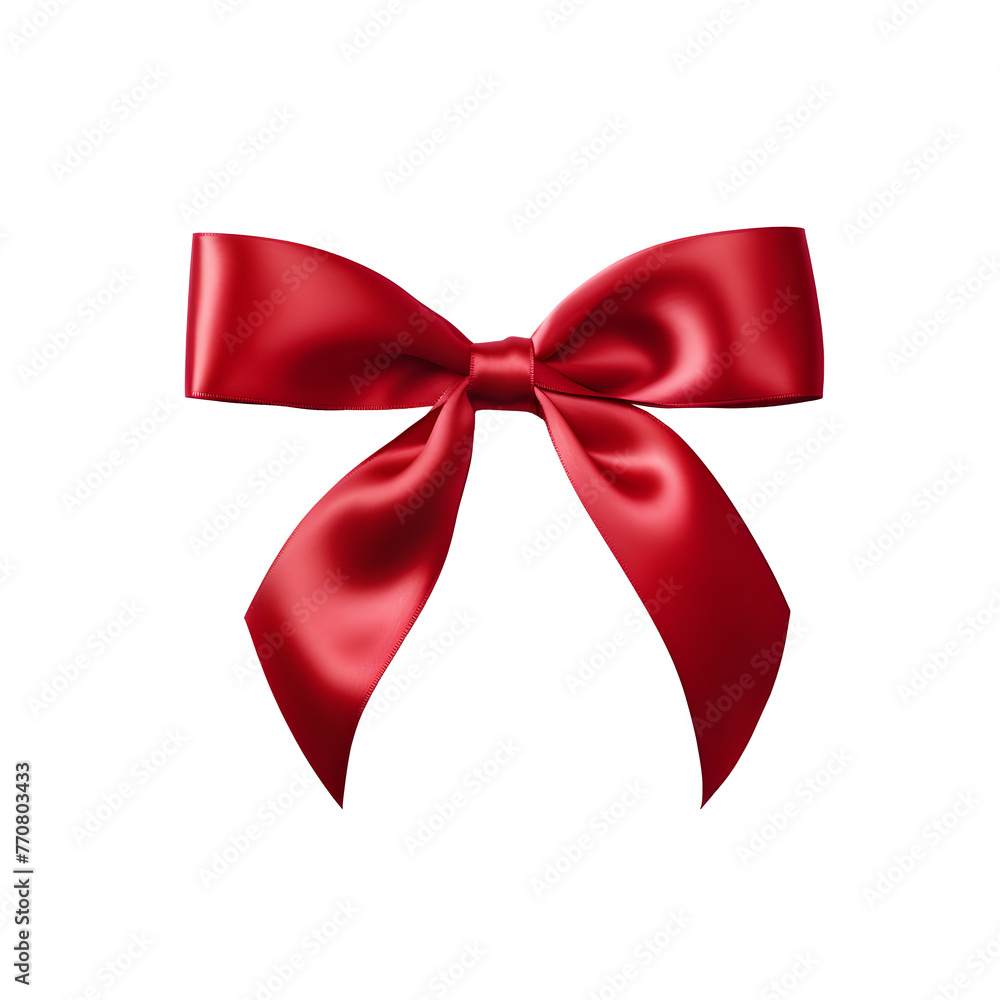Shiny red satin ribbon, isolated on transparent background Shiny red satin ribbon, isolated on transparent background