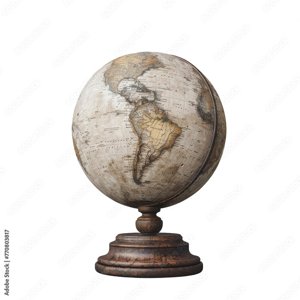 Wooden Globe on Stand, transparent Background Wooden Globe on Stand, transparent Background