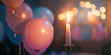 Glowing Candlelight Celebration with Festive Balloons and Warm Ambiance