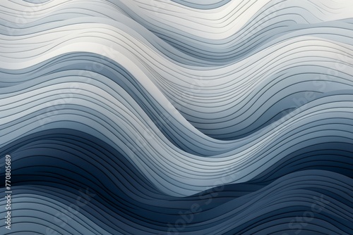 Abstract background with bright wavy lines of gray, dark blue colors. 