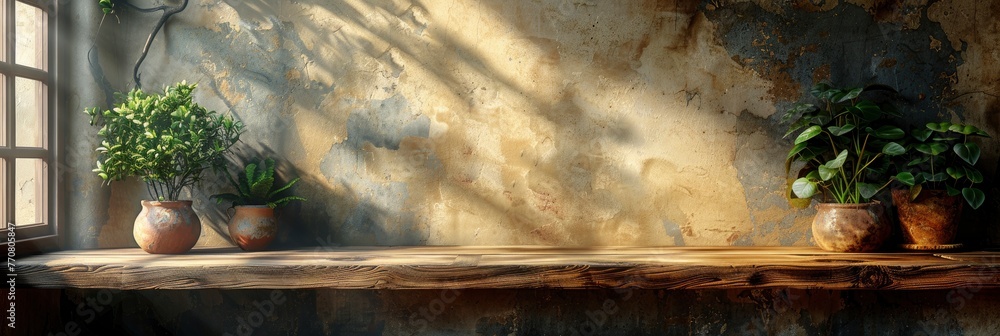 Empty Table Against Beige Textured Wall, Background HD, Illustrations Empty Table Against Beige Textured Wall, Background HD, Illustrations