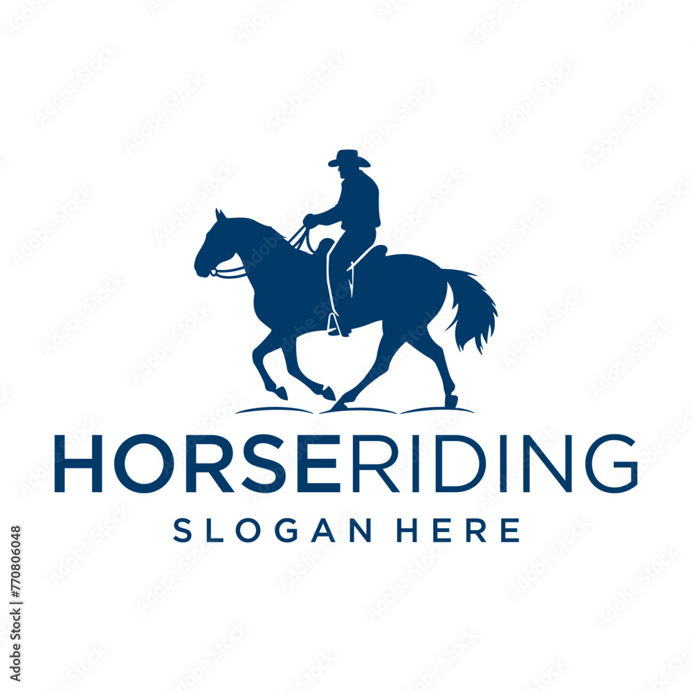 Horse riding, sport mascot logo vector illustration Horse riding, sport mascot logo vector illustration
