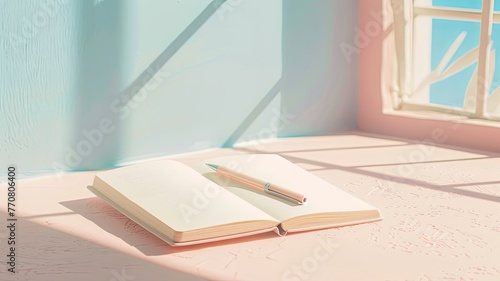 Morning Musings: An Open Diary Awaits Creative Thoughts in Sunlit Serenity