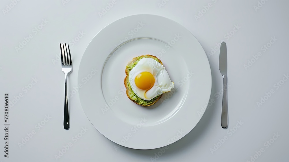 Minimalist Avocado Toast with Poached Egg - Modern Dieting and Healthy Breakfast Concept Minimalist Avocado Toast with Poached Egg - Modern Dieting and Healthy Breakfast Concept
