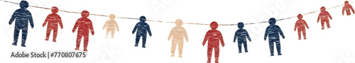 Guirlande tricolore humain en papier, bleu, blanc, rouge