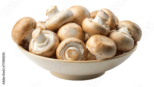 Porcini mushroom in a bowl. isolated on Transparent background.