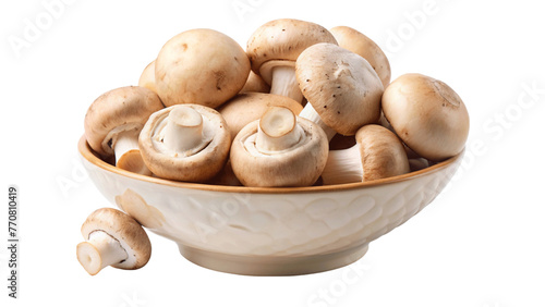 Porcini mushroom in a bowl. isolated on Transparent background.