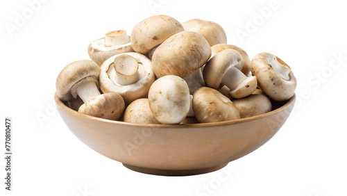 Porcini mushroom in a bowl. isolated on Transparent background.