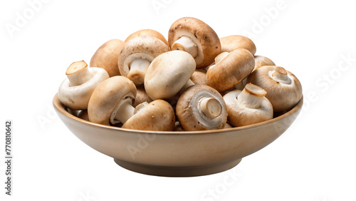 Porcini mushroom in a bowl. isolated on Transparent background.