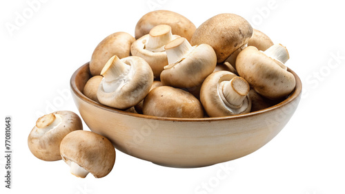 Porcini mushroom in a bowl. isolated on Transparent background.