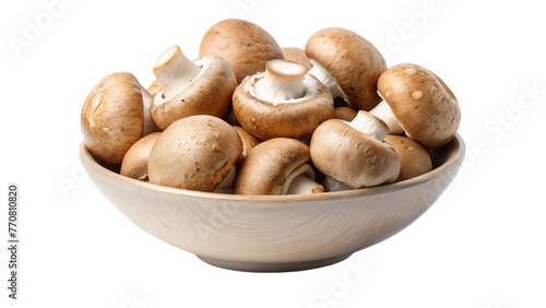 Porcini mushroom in a bowl. isolated on Transparent background.