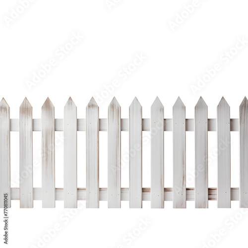 old painted white wooden fence on transparent background. Ai generated 