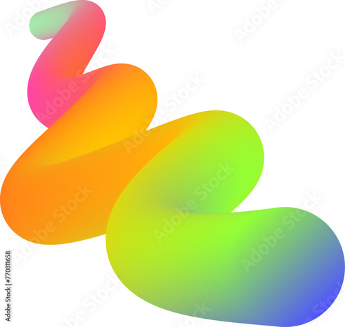 Vibrant Colorful Fluid Abstract 3D Gradient Blend Curves Shape
