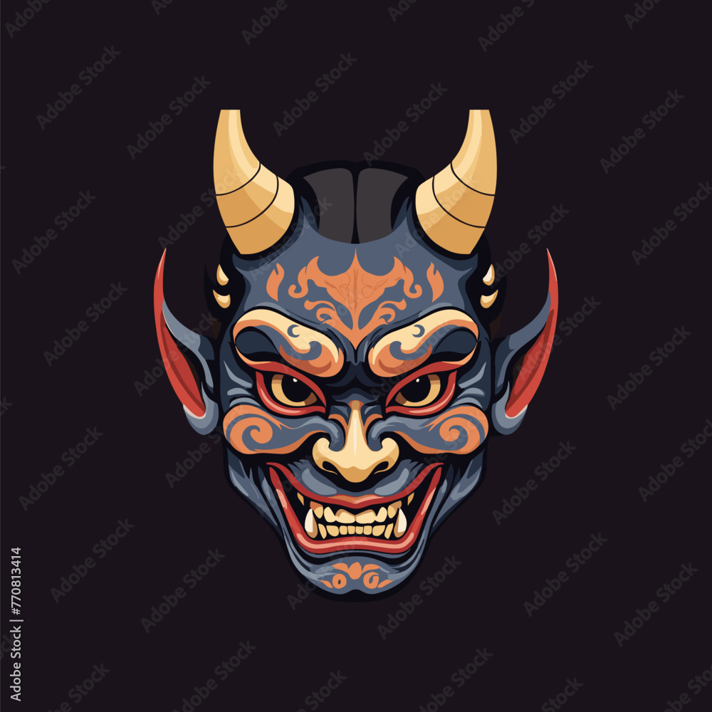 Sinister Samurai Hannya Mask Illustration Sinister Samurai Hannya Mask Illustration