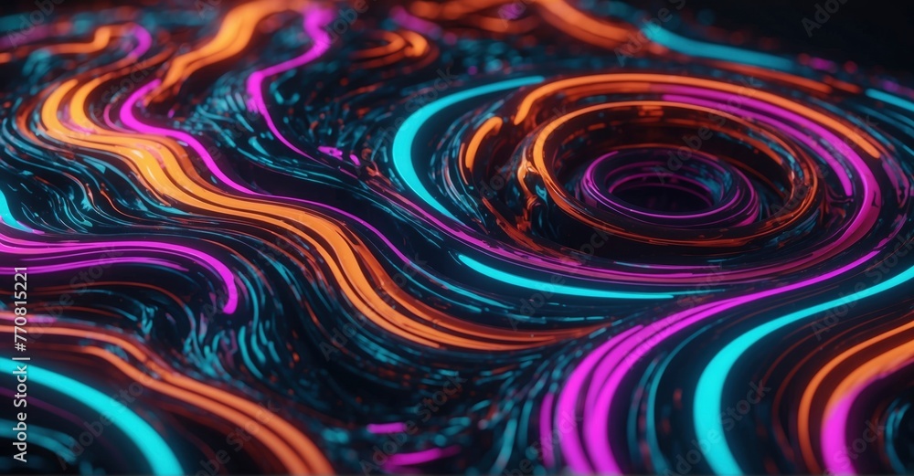 Vibrant 3D neon fluid waves captivate with dynamic shapes. Vibrant 3D neon fluid waves captivate with dynamic shapes.