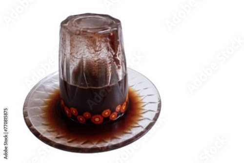 One of the unique things about this coffee is that it is served upside down, different from coffee in general,on white background.