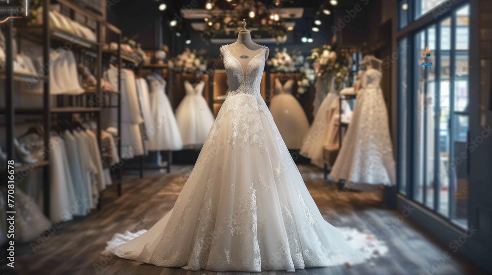 The intricate details and elegance of a bridal gown The intricate details and elegance of a bridal gown