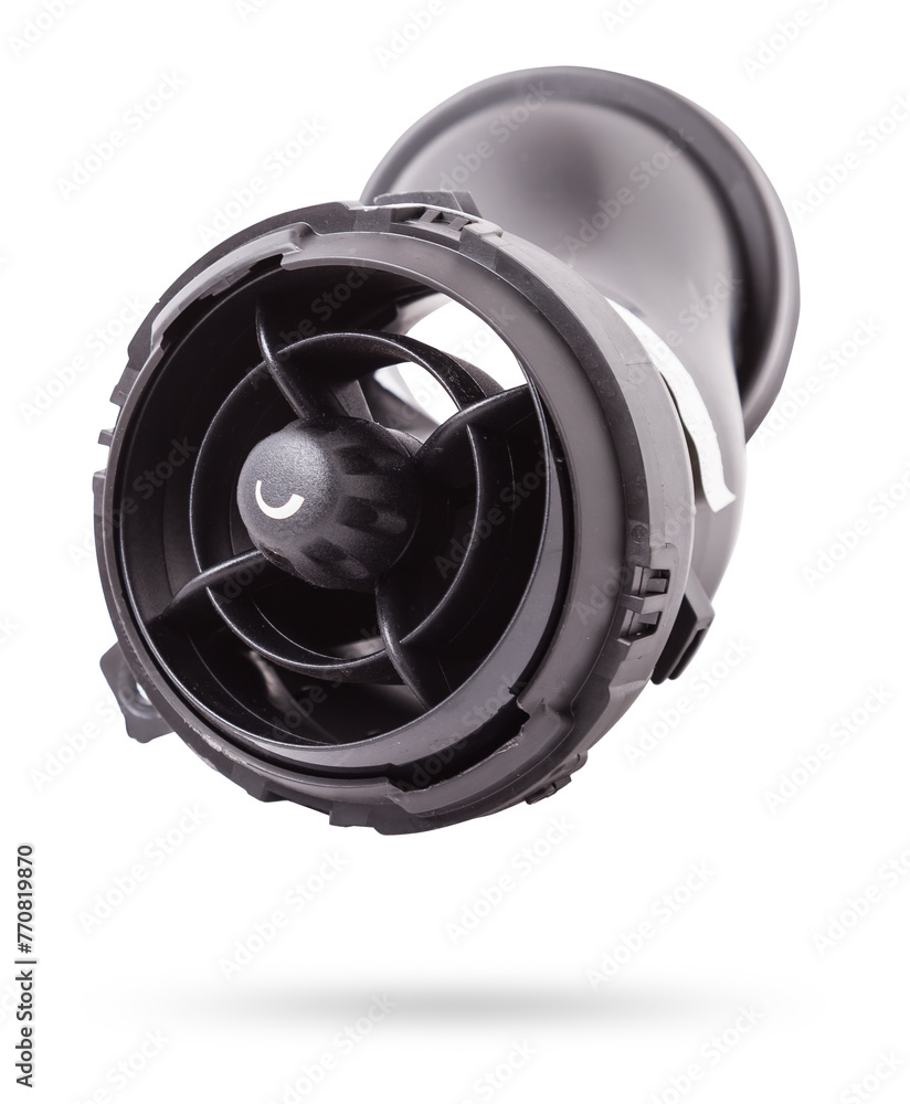 A close-up view of a part of the interior of a modern car with a view of the ventilation deflector of the heater for heating and cooling the passenger compartment. Used auto part catalog from junkyard A close-up view of a part of the interior of a modern car with a view of the ventilation deflector of the heater for heating and cooling the passenger compartment. Used auto part catalog from junkyard