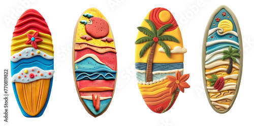 Refrigerator magnets decoration set. Surf  Beach  vacation  tropical life set