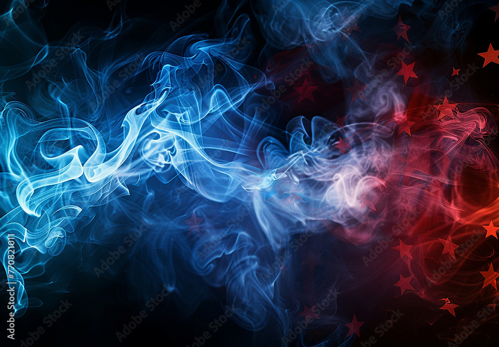 Fototapeta premium Abstract Red, White And Blue Smoke Background
