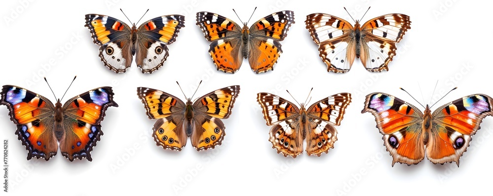 Captivating Butterfly Metamorphosis Lifecycle Stages on Stark White Background
