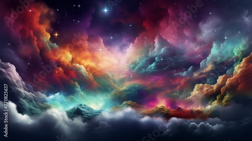 Vibrant galaxy nebula in starry cosmos supernova universe astronomy background wallpaper