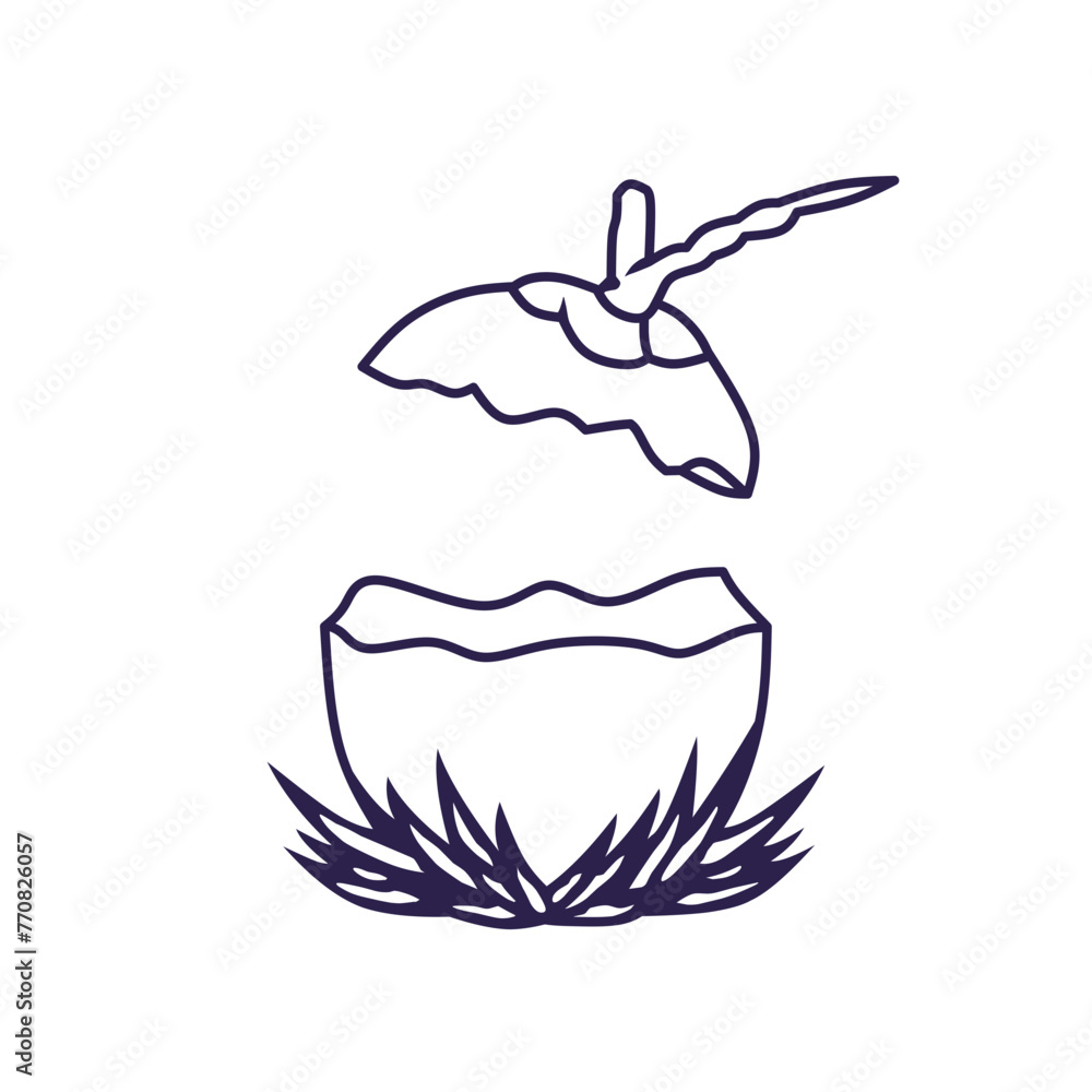 Obraz premium Line art logo coconut 