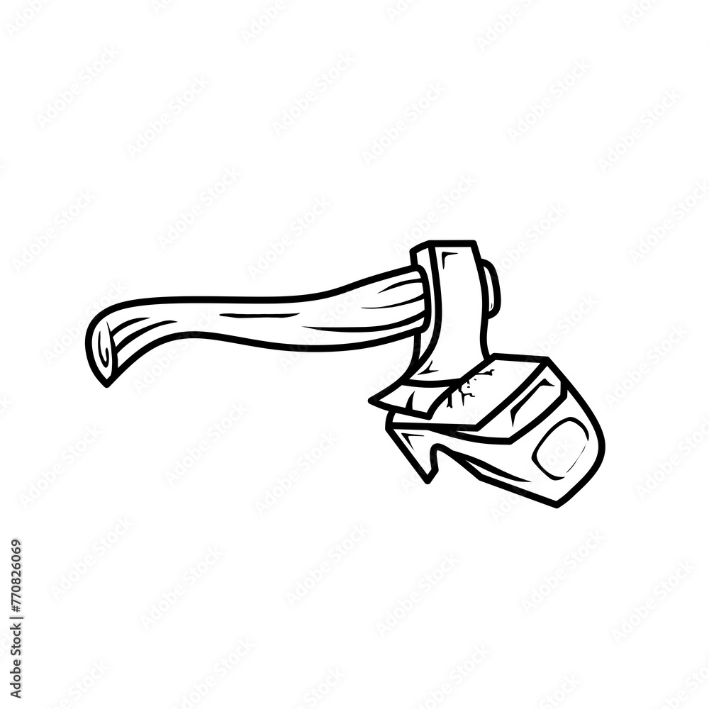 Line art logo axe and VR
