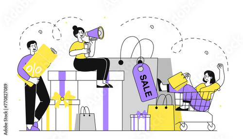 People with discounts vector linear