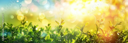 Spring Summer. Abstract Fresh Background with Sunny Landscape