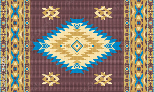 American tribal ethnic native pattern.Traditional Navajo,Aztec,Apache,Southwest and Mexican style fabric pattern.Abstract vector motifs pattern.For fabric,clothing,blanket,carpet,woven,wrap,decoration