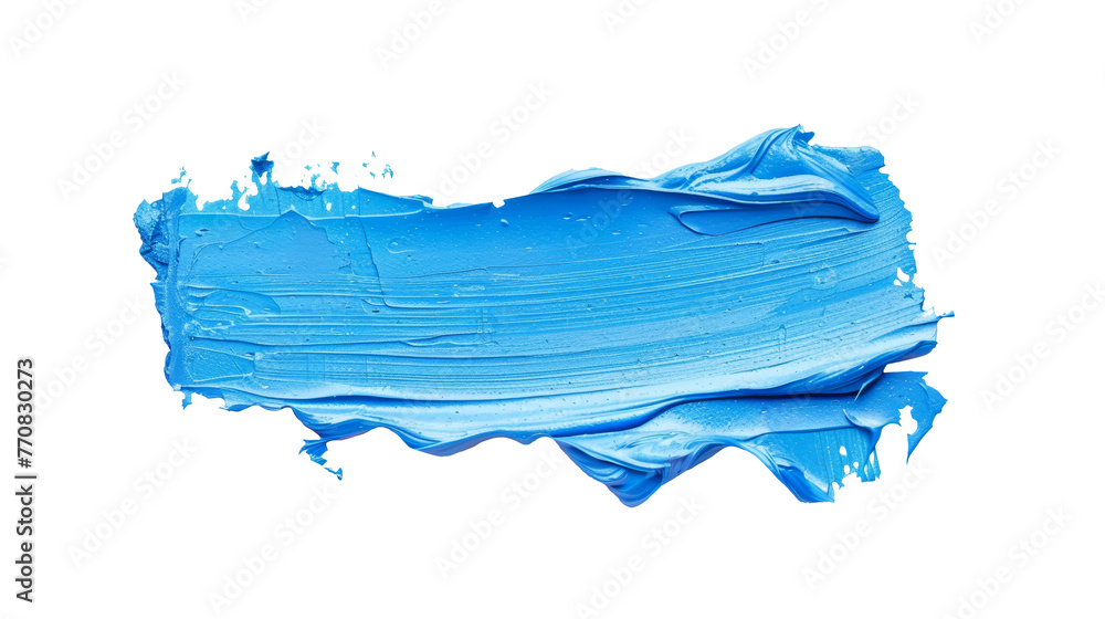 isolated png brush stroke of blue oil or acrylic paint on a transparent background