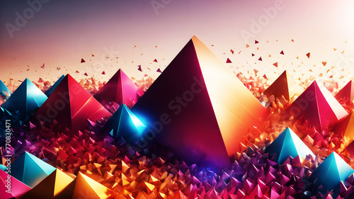 Illustrate an abstract background with gradient-filled triangles fading from one color to another © Farhan