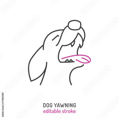 Dog yawning. Dogs yawn. Canine drowsiness icon