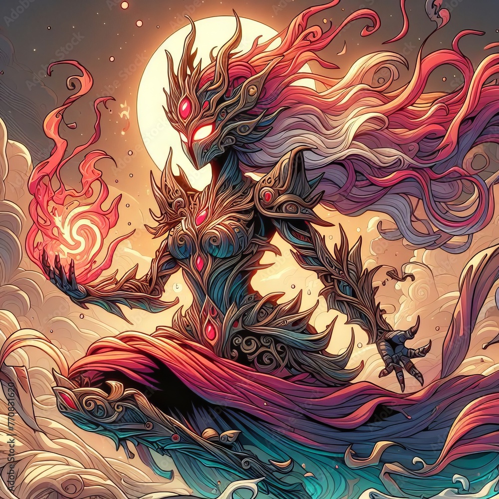 Majestic Fiery Phoenix Rising: An Artistic Illustration of Power and Rebirth Amidst Flames