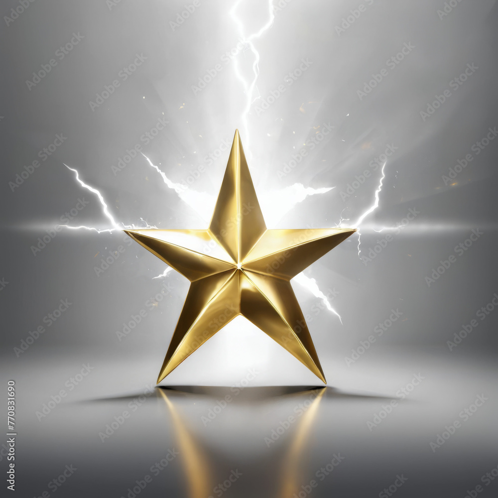 Fototapeta premium Golden Star With Lightning in the Background. Generative AI