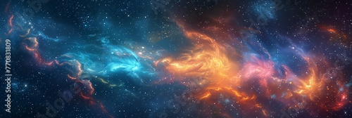 Space Galaxy Star Cluster Panoramic Background With Colorful Cosmic Clouds and Sparkling Stars